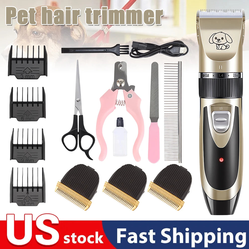 MyPetsBay™ Rechargeable Pet Clipper Grooming Kit – Professional Hair Trimmer & Shaver for Cats & Dogs