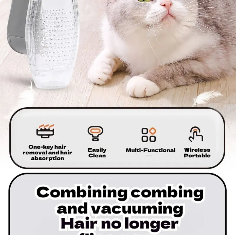 MyPetsBay™ Portable Electric Pet Hair Vacuum & Massage Brush Dual-Purpose Grooming Tool for Cats & Dogs
