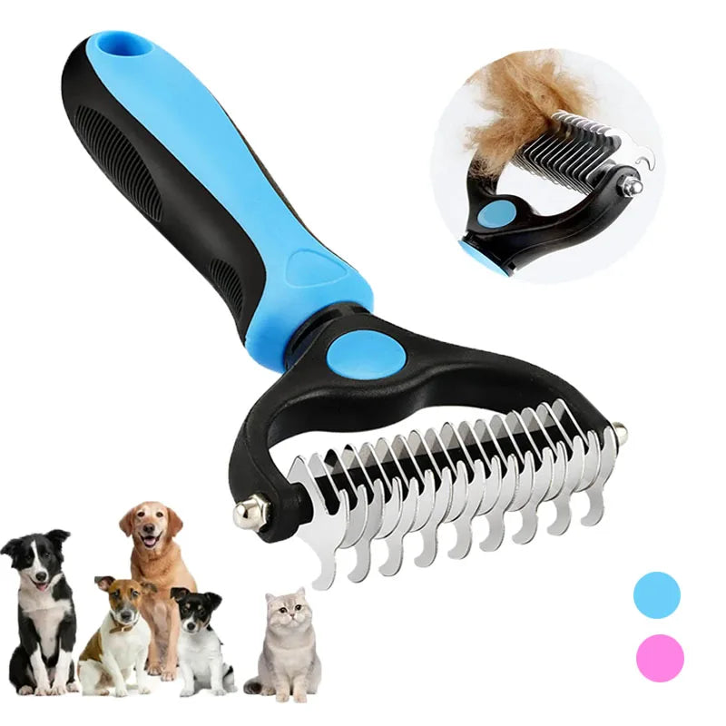 MyPetsBay™ Self-Cleaning Pet Deshedding Comb – Stainless Steel Hair Remover & Grooming Tool for Cats & Dogs