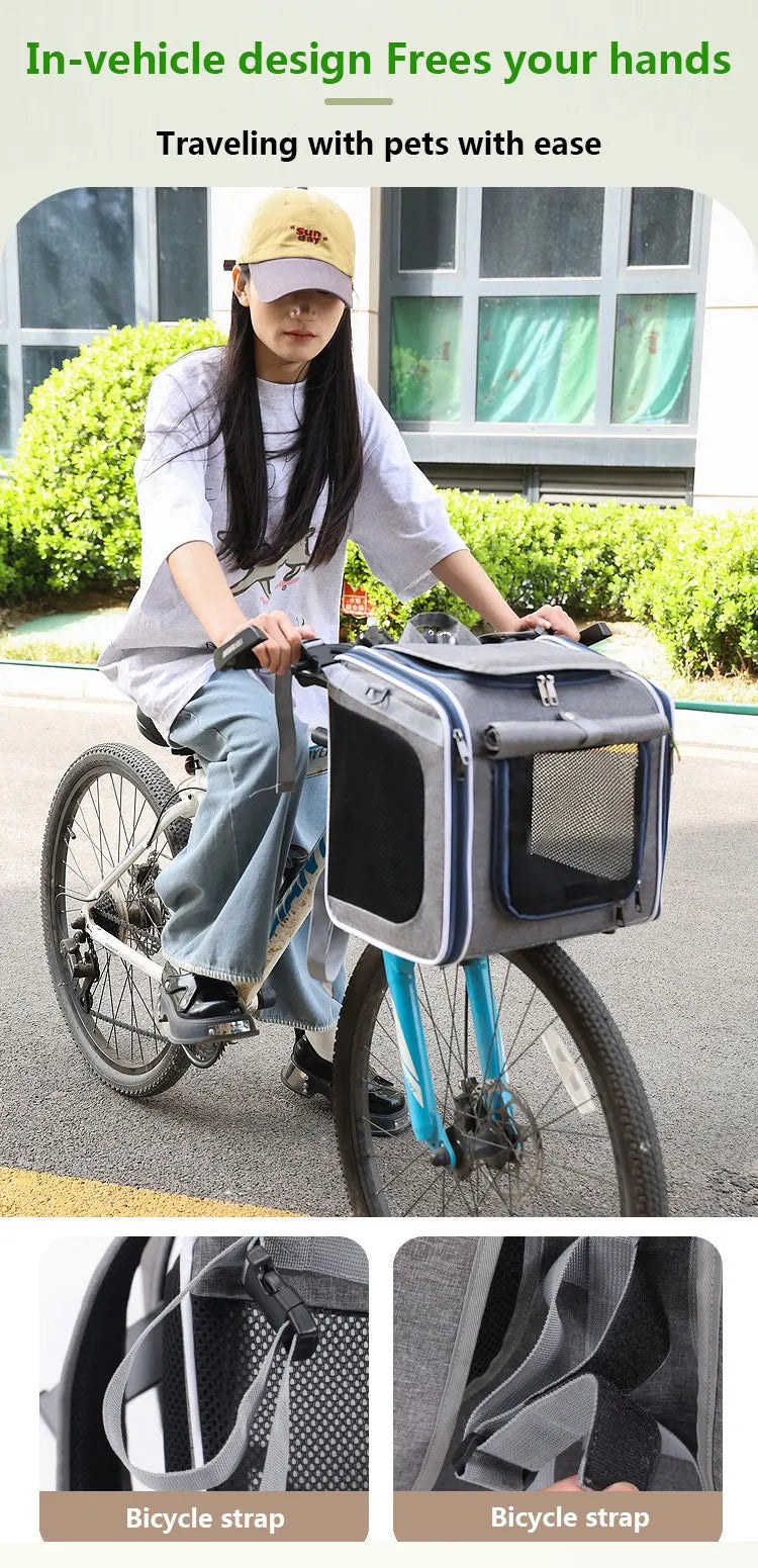 MyPetsBay™ 3-in-1 Bicycle Pet Carrier Bag  Convertible Cat & Small Dog Travel Backpack for Outdoor Adventures