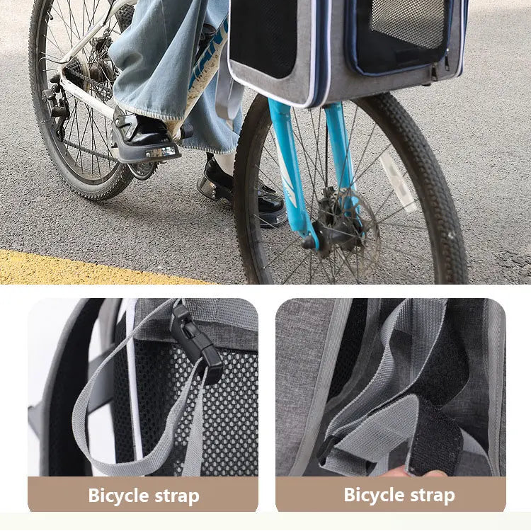 MyPetsBay™ 3-in-1 Bicycle Pet Carrier Bag  Convertible Cat & Small Dog Travel Backpack for Outdoor Adventures