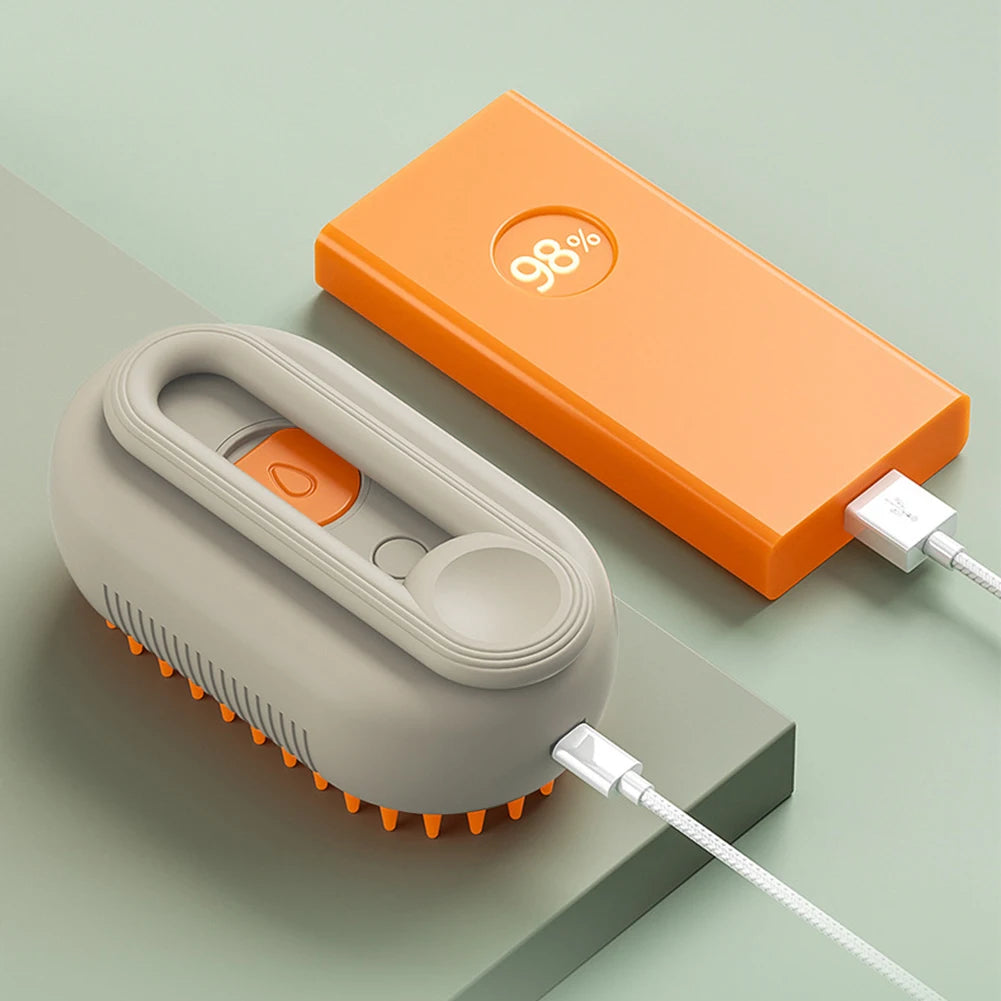 MyPetsBay™ 4-in-1 Steam Grooming Brush for Cats & Dogs USB Rechargeable  Gentle Massage  Easy Hair Removal