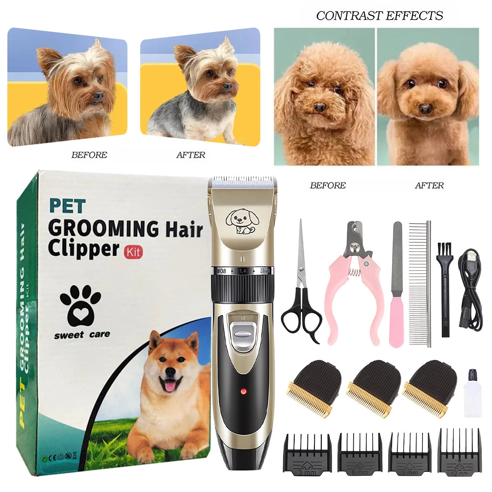 MyPetsBay™ Rechargeable Pet Clipper Grooming Kit – Professional Hair Trimmer & Shaver for Cats & Dogs