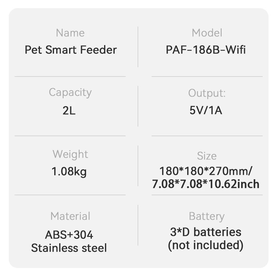 MyPetsBay™ ROJECO Smart Automatic Pet Feeder WiFi App Control Cat & Dog Food Dispenser