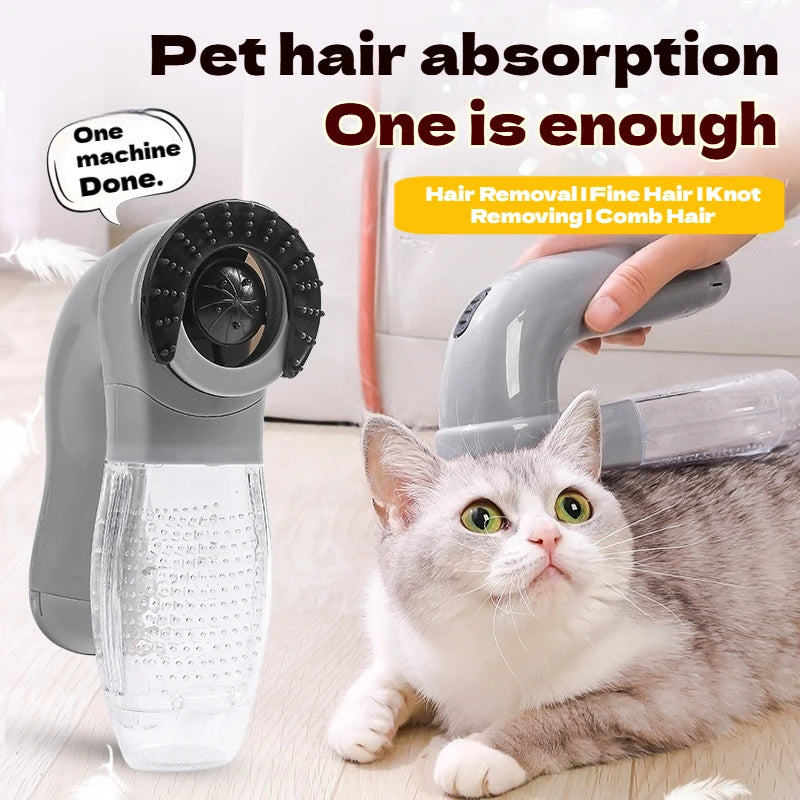 MyPetsBay™ Portable Electric Pet Hair Vacuum & Massage Brush Dual-Purpose Grooming Tool for Cats & Dogs