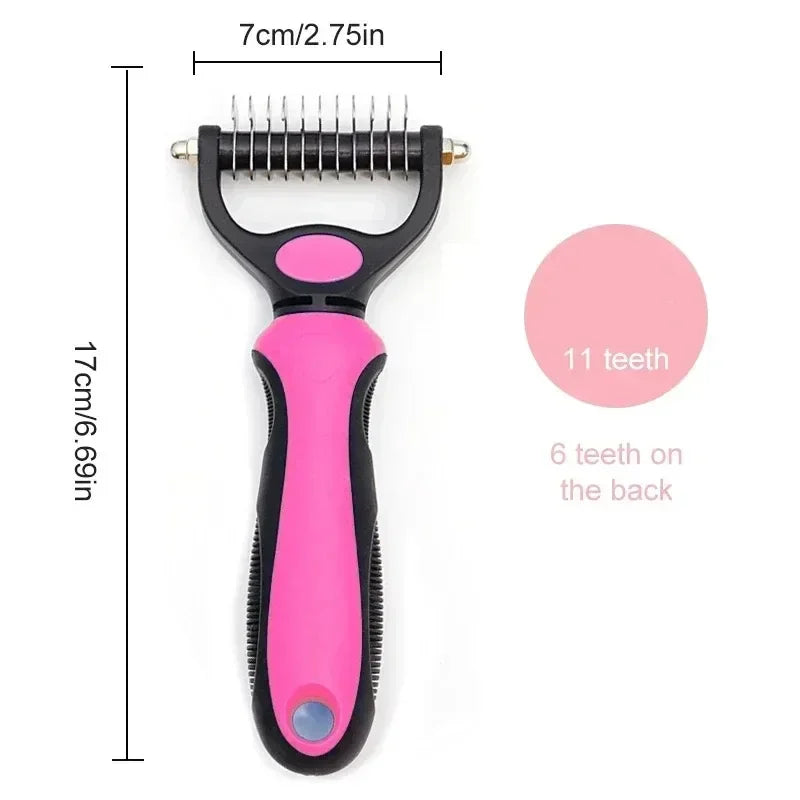 MyPetsBay™ Self-Cleaning Pet Deshedding Comb – Stainless Steel Hair Remover & Grooming Tool for Cats & Dogs