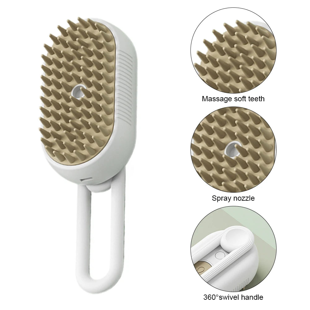 MyPetsBay™ 4-in-1 Steam Grooming Brush for Cats & Dogs USB Rechargeable  Gentle Massage  Easy Hair Removal