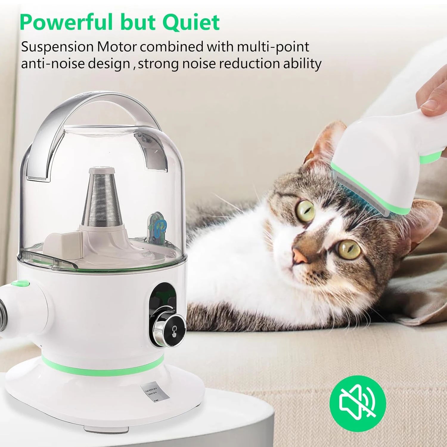 MyPetsBay™ Professional Pet Grooming Vacuum Kit 2L Silent Hair Collector with 5 Grooming Tools & 16-Level Suction for Dogs & Cats