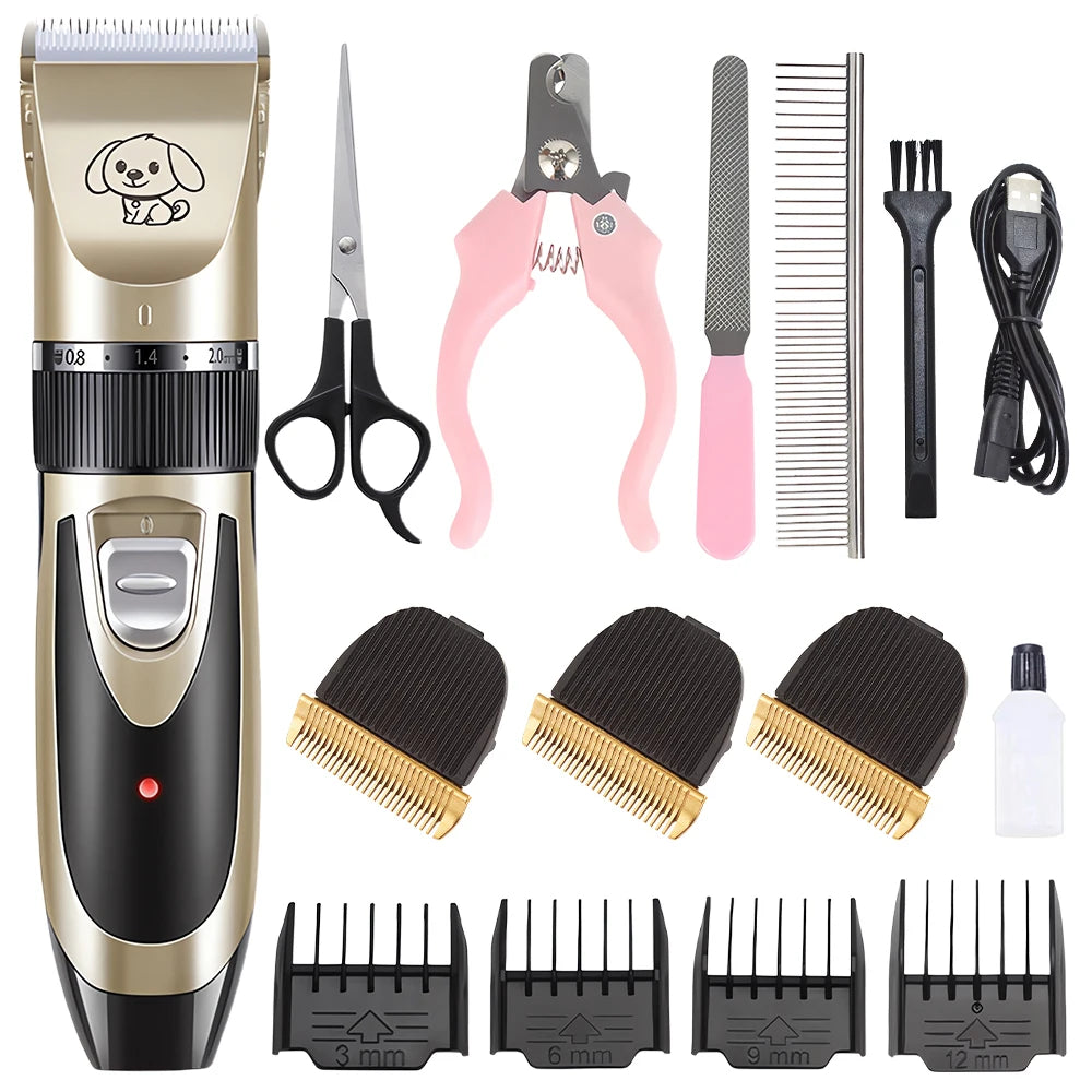 MyPetsBay™ Rechargeable Pet Clipper Grooming Kit – Professional Hair Trimmer & Shaver for Cats & Dogs