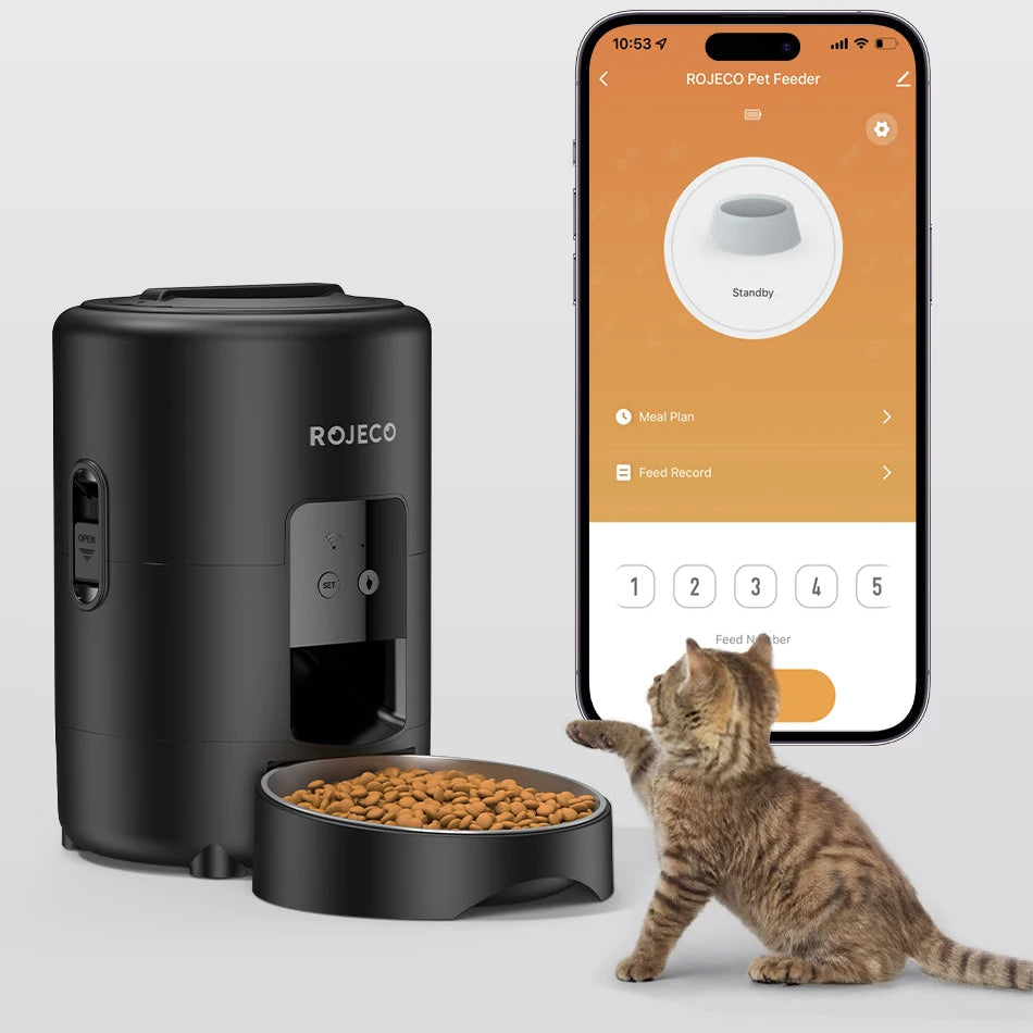 MyPetsBay™ ROJECO Smart Automatic Pet Feeder WiFi App Control Cat & Dog Food Dispenser