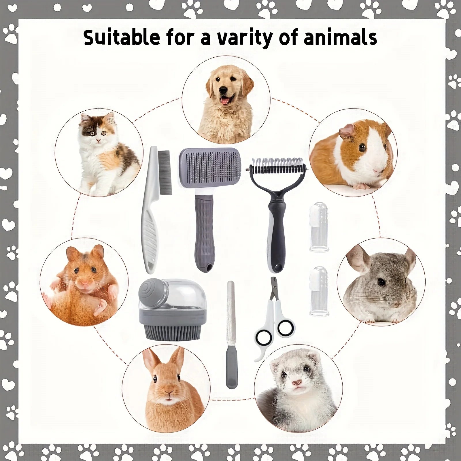 MyPetsBay™ 8-in-1 Pet Grooming Kit – All-in-One Care for Your Furry Friends