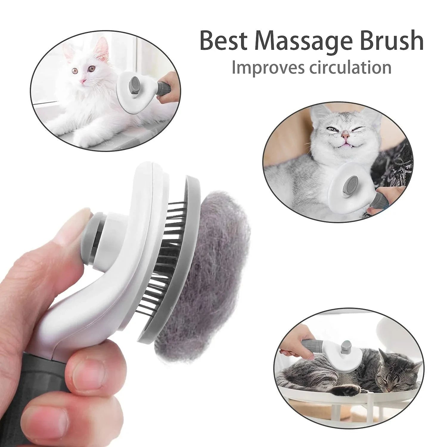 MyPetsBay™ Gentle Pet Grooming Brush – Self-Cleaning Hair Removal Comb for Dogs & Cats