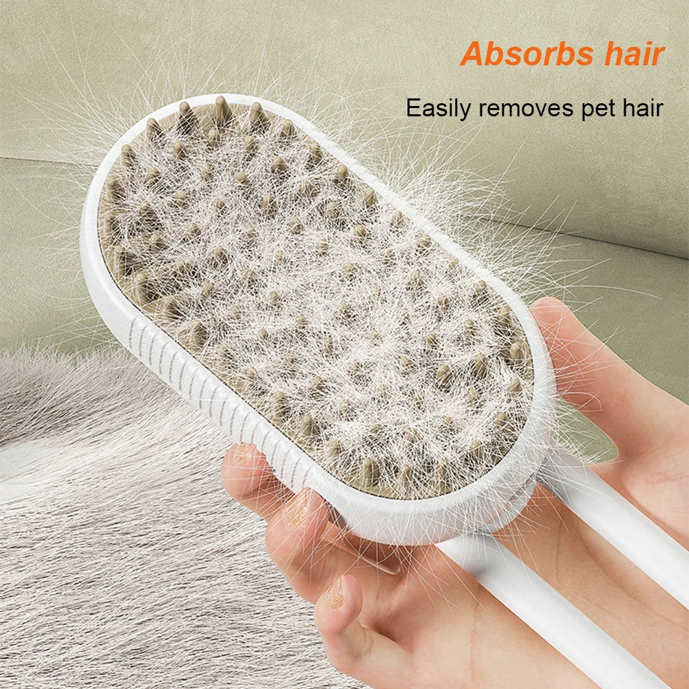 MyPetsBay™ 4-in-1 Steam Grooming Brush for Cats & Dogs USB Rechargeable  Gentle Massage  Easy Hair Removal