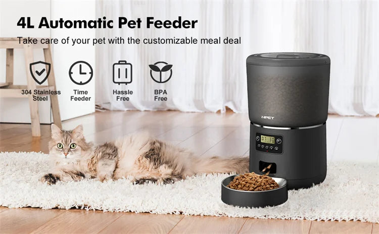 MyPetsBay™ Smart Automatic Pet Feeder 4L App-Controlled Food Dispenser for Cats & Dogs