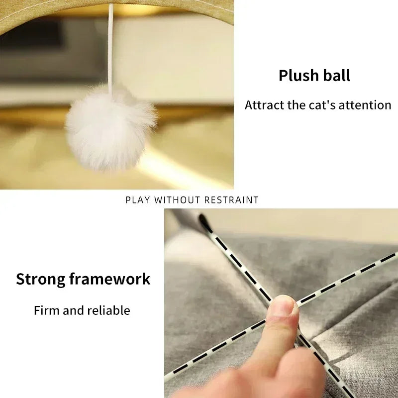 MyPetsBay™ Cozy Pet Tent Bed – Warm Fleece Cat House with Removable Cushion & Non-Slip Base