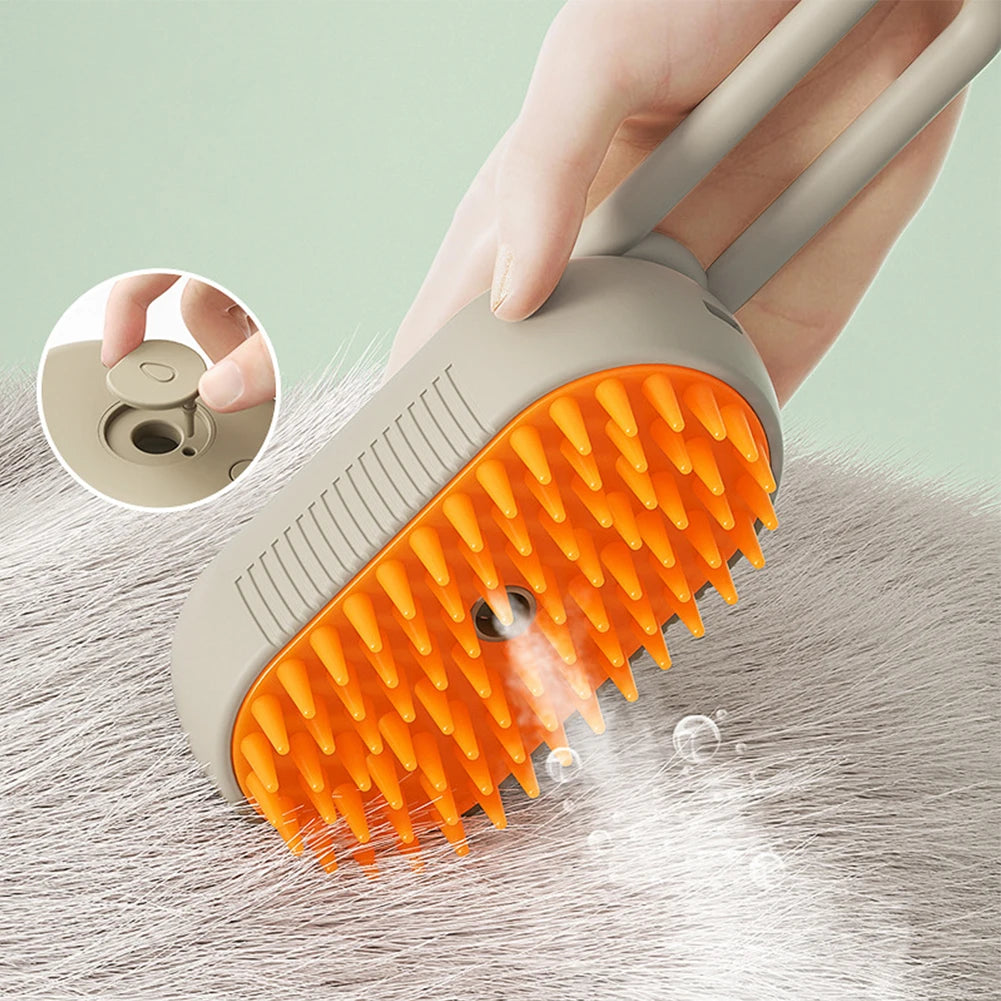 MyPetsBay™ 4-in-1 Steam Grooming Brush for Cats & Dogs USB Rechargeable  Gentle Massage  Easy Hair Removal