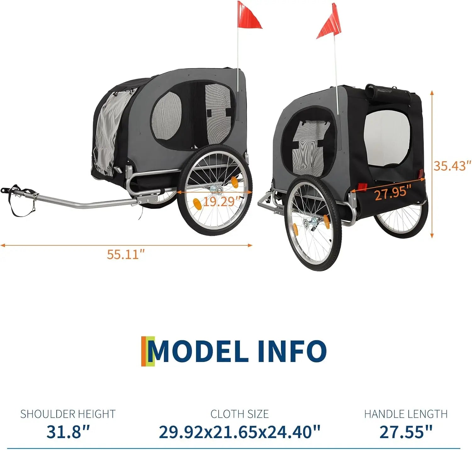 MyPetsBay™ Dog Bike Trailer Waterproof Foldable Pet Cart for Safe & Easy Rides