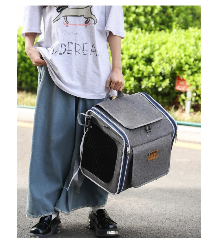 MyPetsBay™ 3-in-1 Bicycle Pet Carrier Bag  Convertible Cat & Small Dog Travel Backpack for Outdoor Adventures