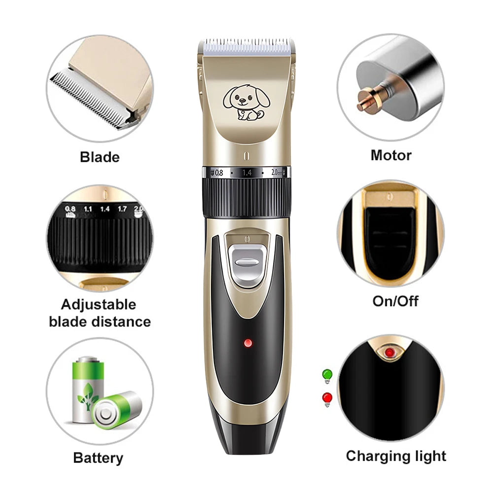 MyPetsBay™ Rechargeable Pet Clipper Grooming Kit – Professional Hair Trimmer & Shaver for Cats & Dogs