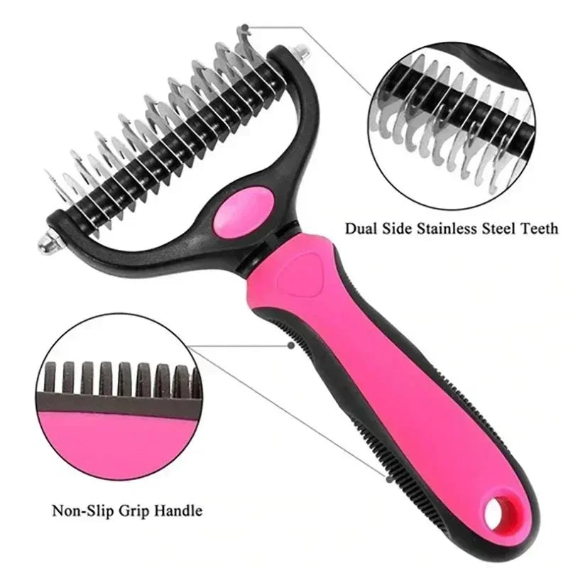 MyPetsBay™ Self-Cleaning Pet Deshedding Comb – Stainless Steel Hair Remover & Grooming Tool for Cats & Dogs